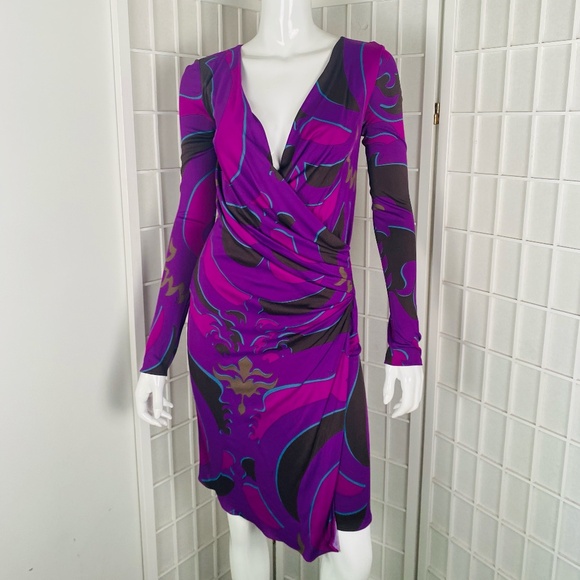 NWT, EMILIO PUCCI, Womens Silk Jersey Printed Dress, 8.